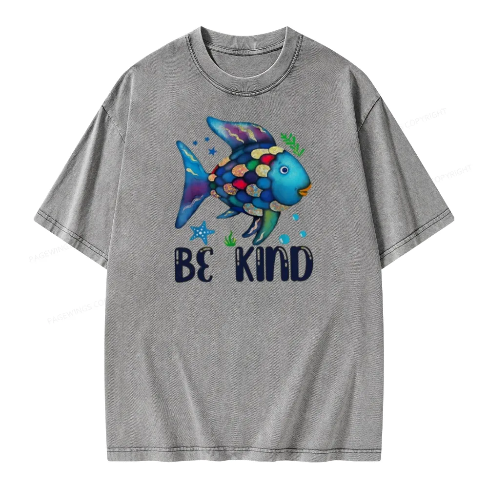 Pagewings Be Kind Book Unisex Washed T-shirt