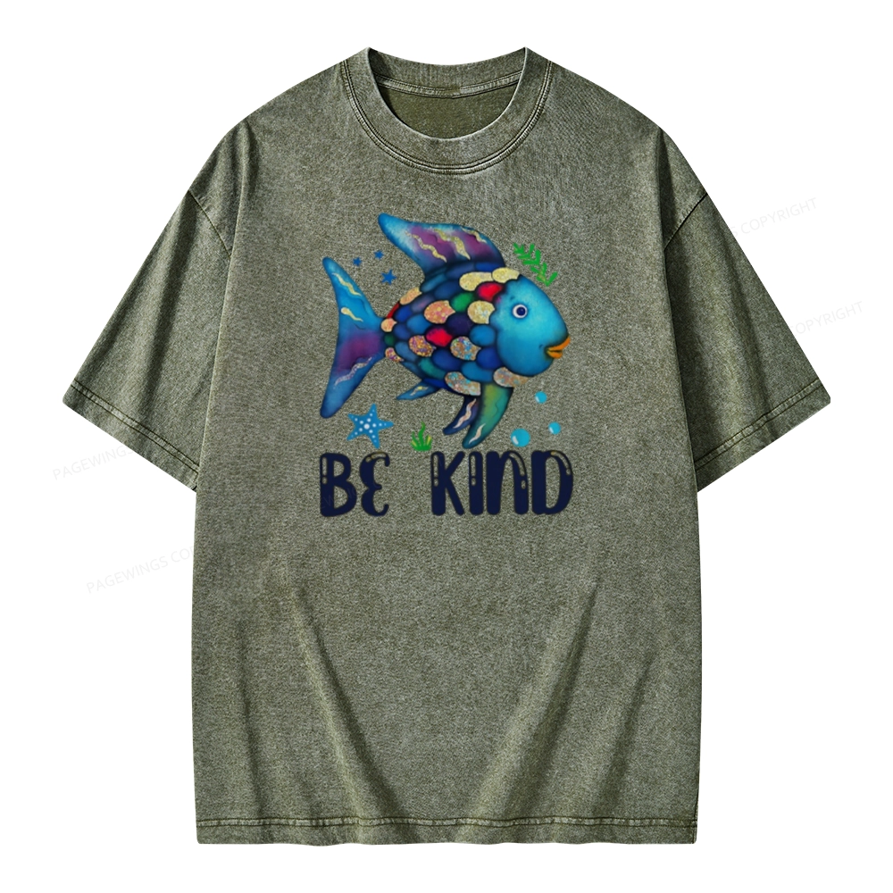 Pagewings Be Kind Book Unisex Washed T-shirt