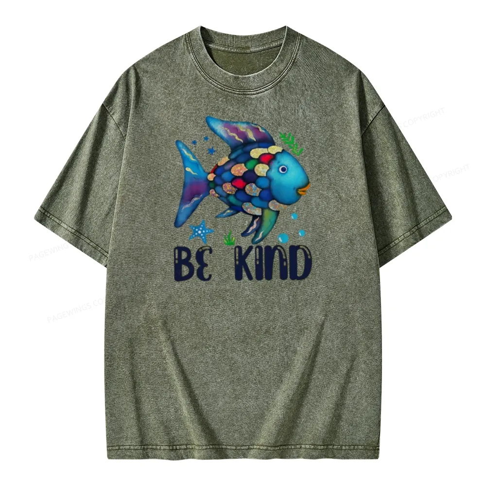 Pagewings Be Kind Book Unisex Washed T-shirt