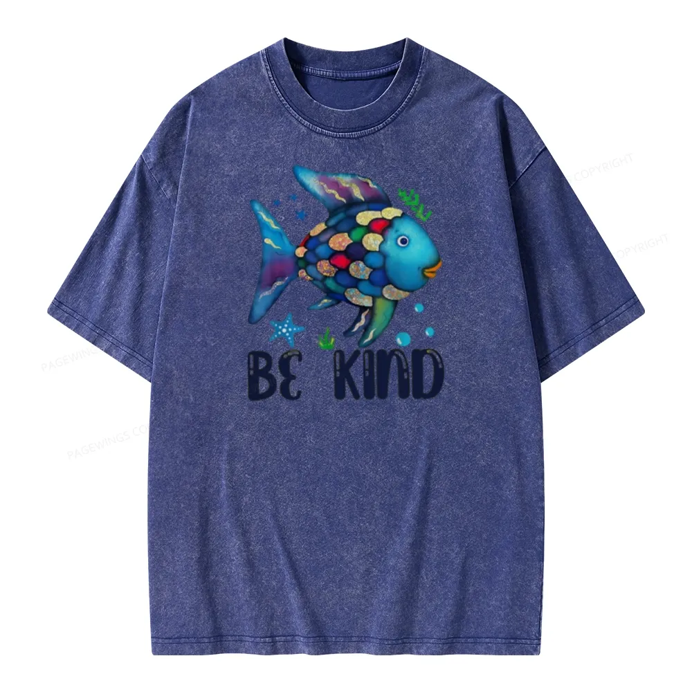 Pagewings Be Kind Book Unisex Washed T-shirt