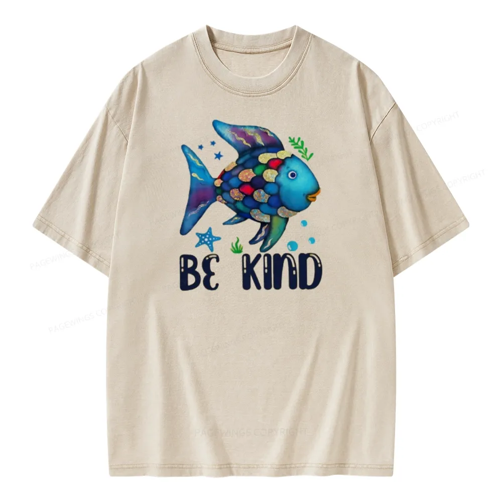 Pagewings Be Kind Book Unisex Washed T-shirt