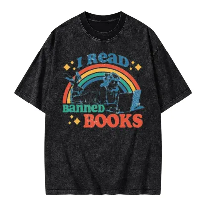 Pagewings I Read Banned Books Unisex Washed T-shirt