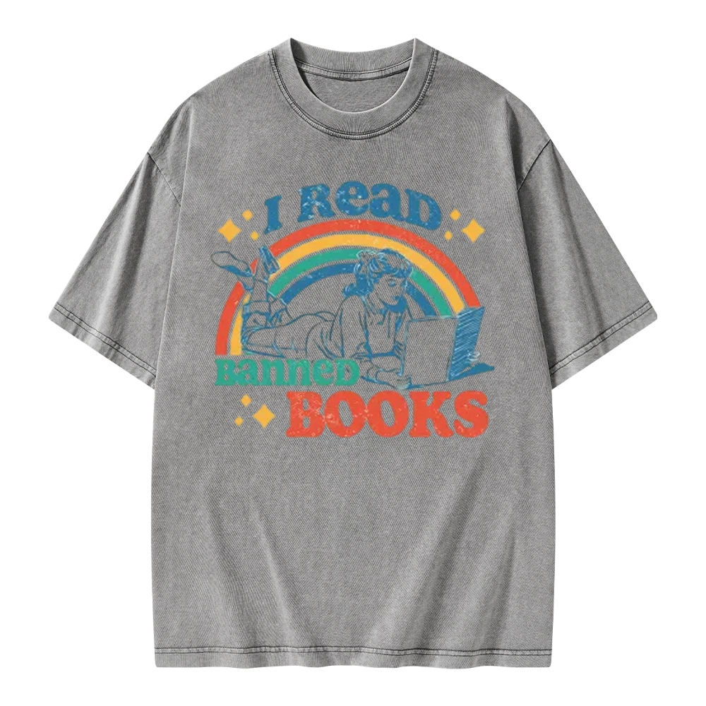 Pagewings I Read Banned Books Unisex Washed T-shirt