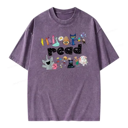 Pagewings Animals Reading Book Unisex Washed T-shirt