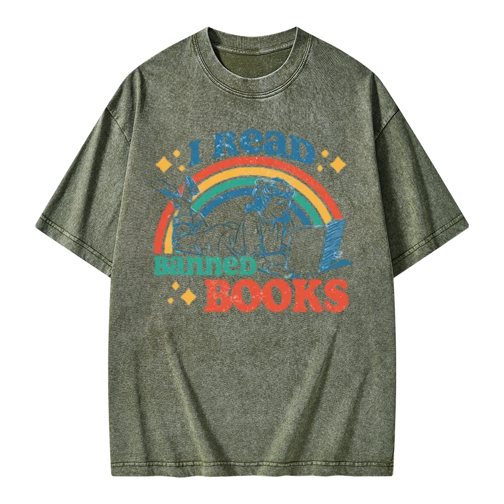 Pagewings I Read Banned Books Unisex Washed T-shirt
