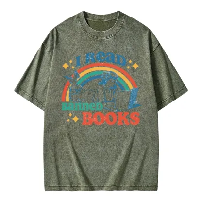 Pagewings I Read Banned Books Unisex Washed T-shirt