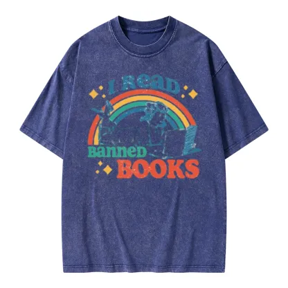 Pagewings I Read Banned Books Unisex Washed T-shirt