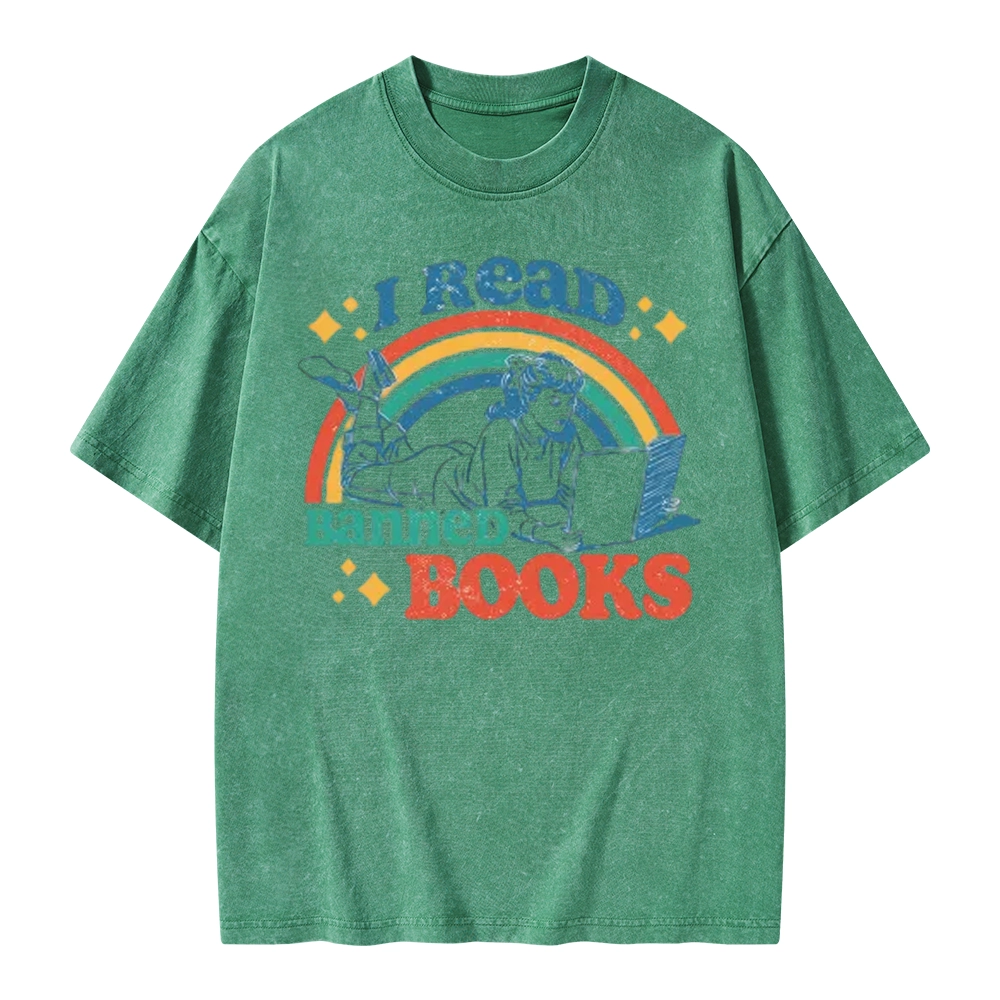 Pagewings I Read Banned Books Unisex Washed T-shirt