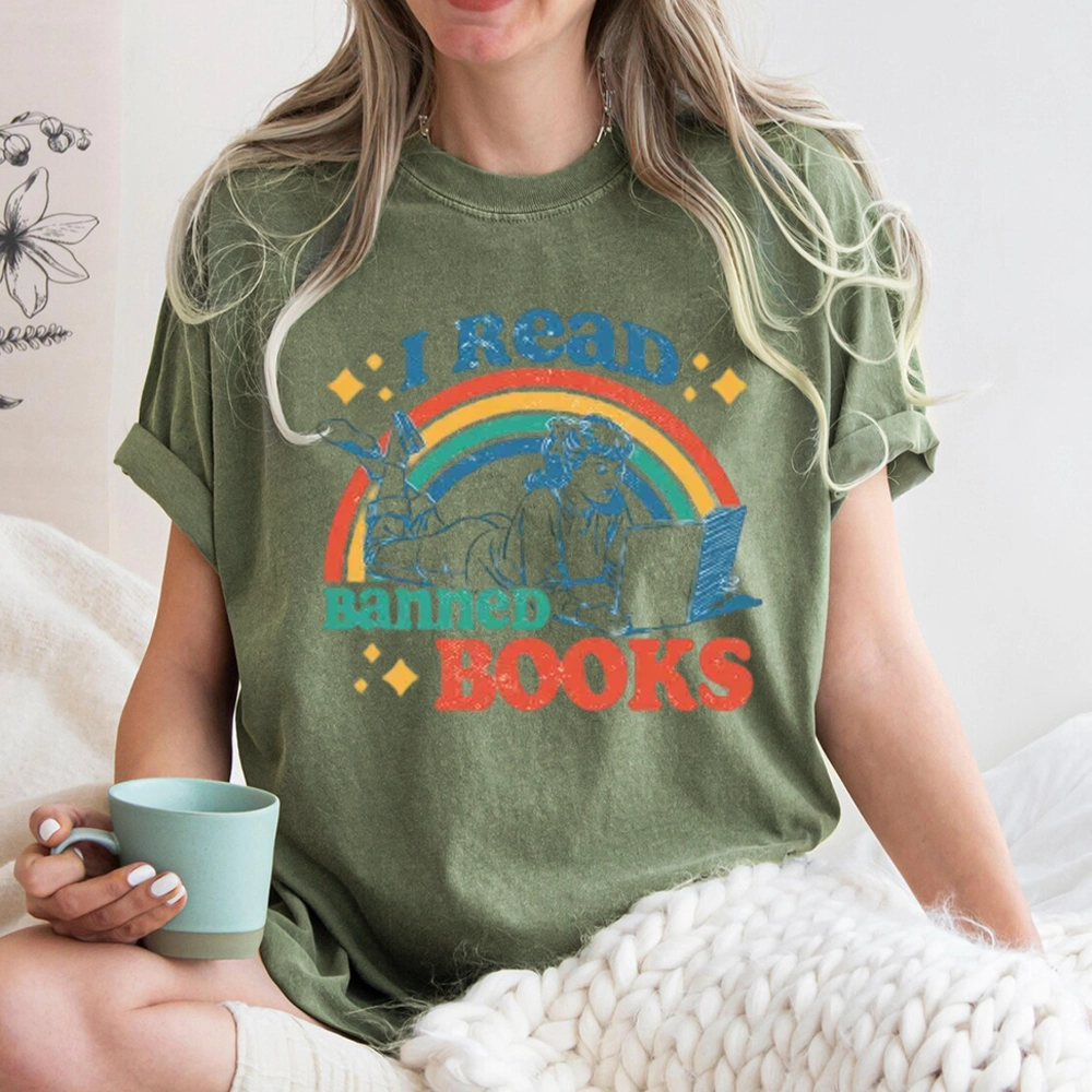 Pagewings I Read Banned Books Unisex Washed T-shirt