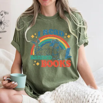 Pagewings I Read Banned Books Unisex Washed T-shirt