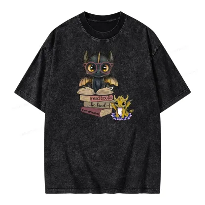 Pagewings Cute Tairn And Andarna Fourth Wing Unisex Washed T-shirt