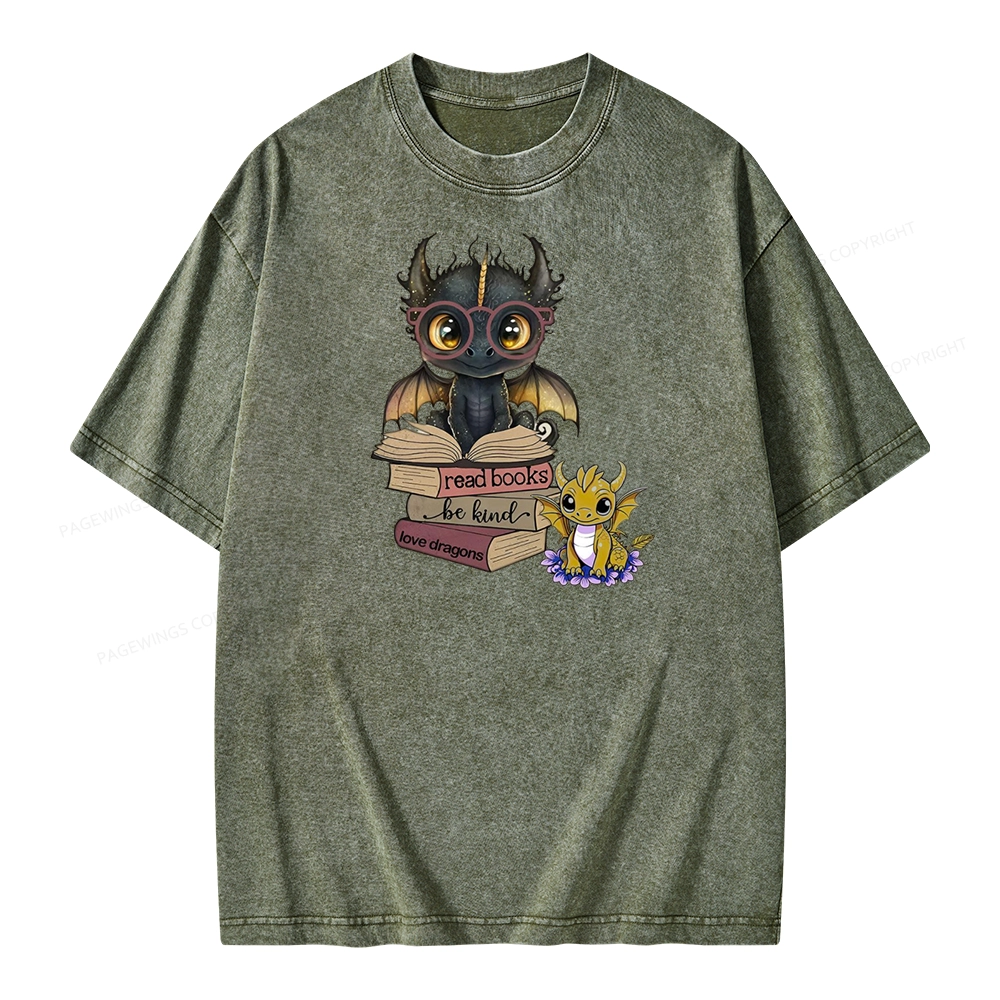 Pagewings Cute Tairn And Andarna Fourth Wing Unisex Washed T-shirt