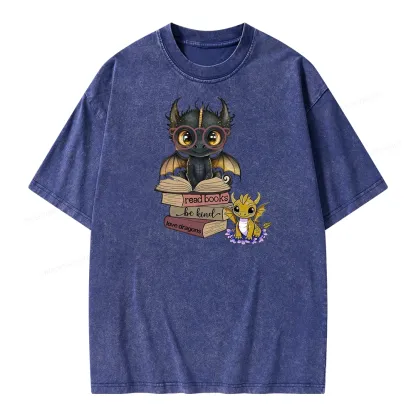 Pagewings Cute Tairn And Andarna Fourth Wing Unisex Washed T-shirt