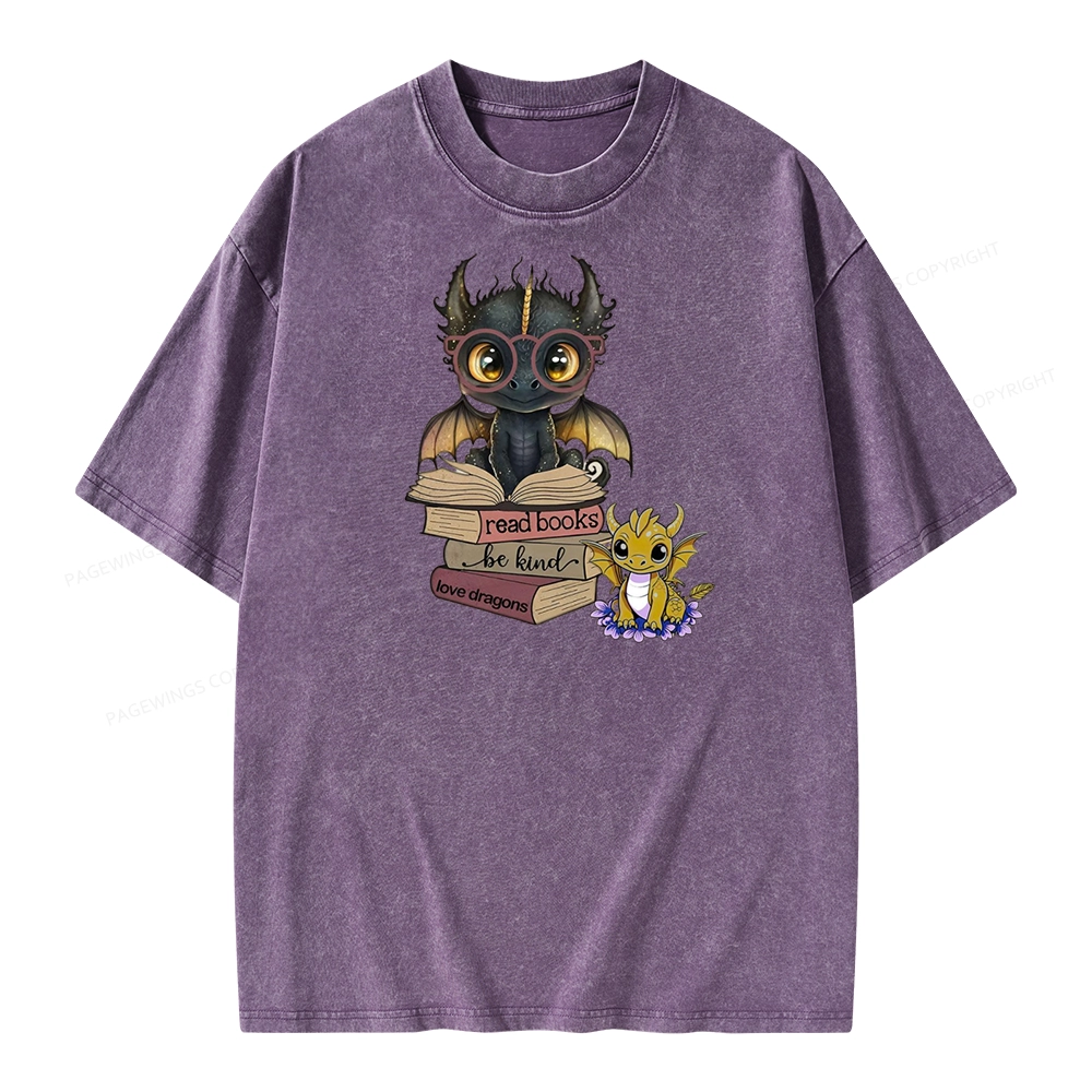 Pagewings Cute Tairn And Andarna Fourth Wing Unisex Washed T-shirt