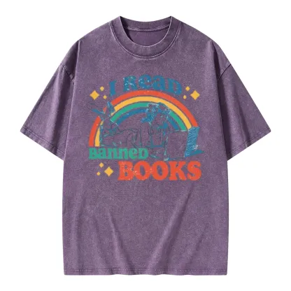 Pagewings I Read Banned Books Unisex Washed T-shirt