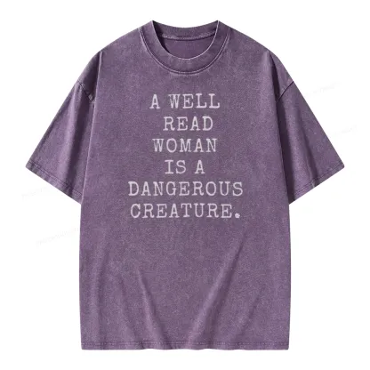 Pagewings A Well Read Woman Is A Dangerous Creature Unisex Washed T-shirt
