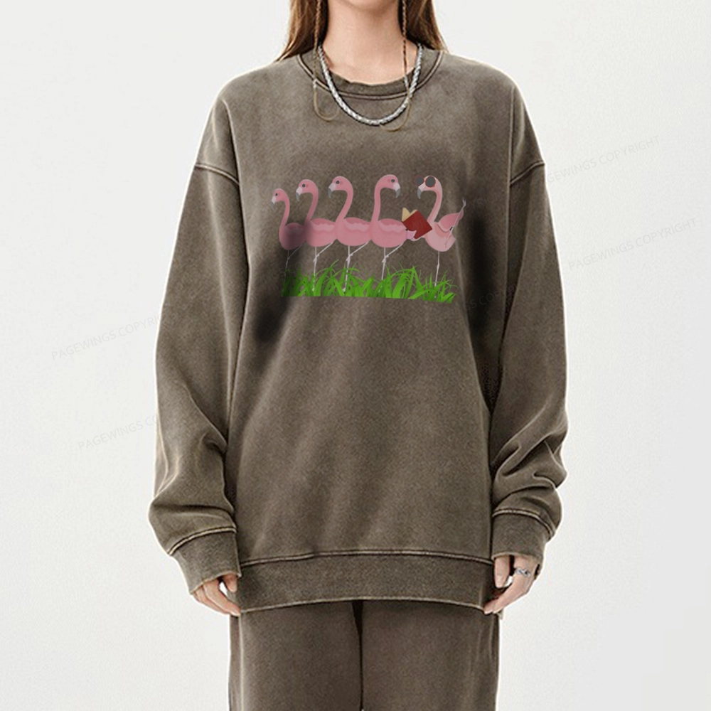 Pagewings  Dogs Books And Coffee Unisex Washed Sweatshirt