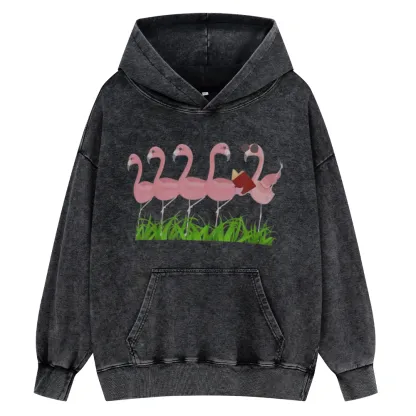 Pagewings  Funny Flamingo Reading Book Unisex Washed Hoodie