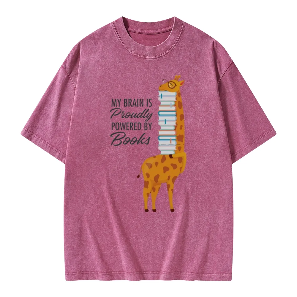 Pagewings My Brain Is Proudly Powered By Books Unisex Washed T-shirt
