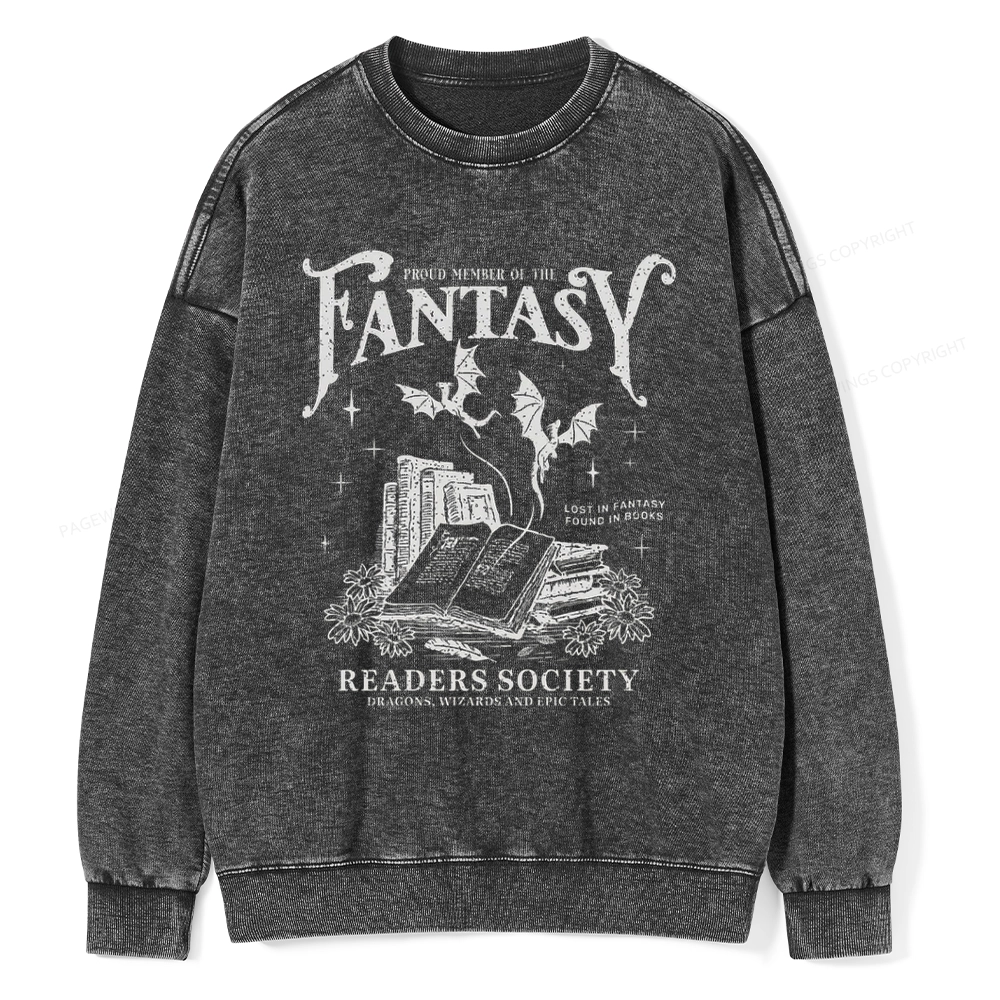 Pagewings  Fantasy Readers Society Unisex Washed Sweatshirt