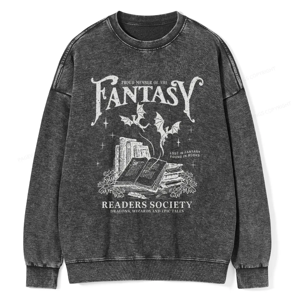 Pagewings Fantasy Readers Society Unisex Washed Sweatshirt