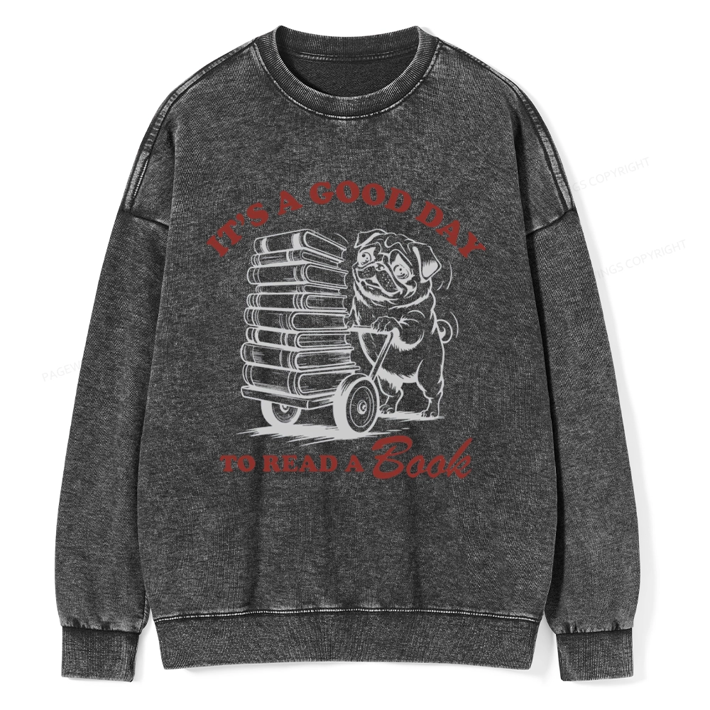 Pagewings Its A Good Day To Read A Book Unisex Washed Sweatshirt