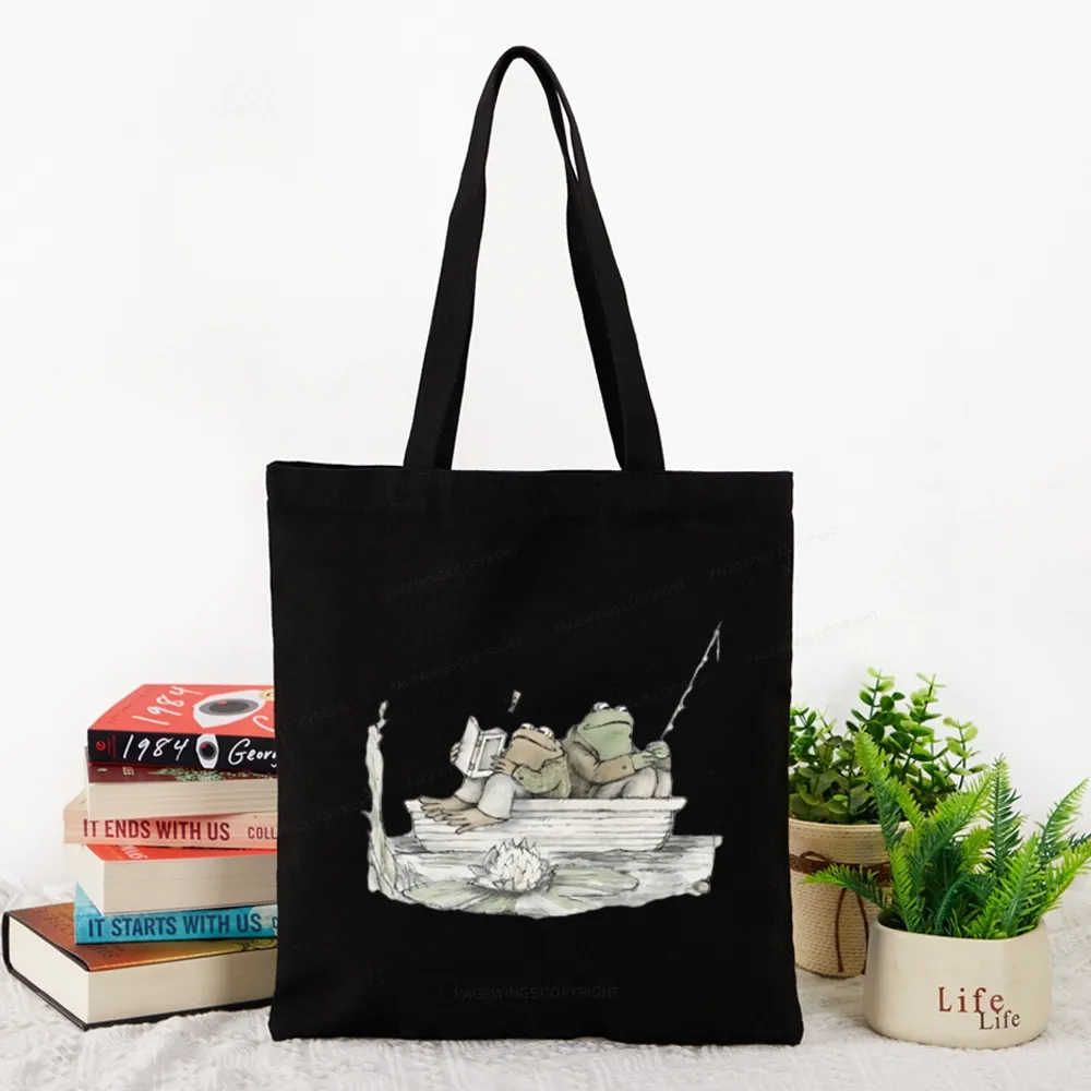 Pagewings Frog Reading Tote Bag
