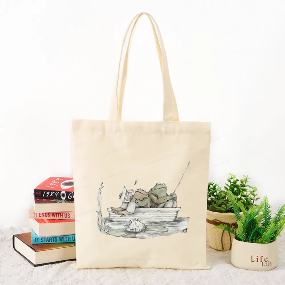 Pagewings Frog Reading Tote Bag