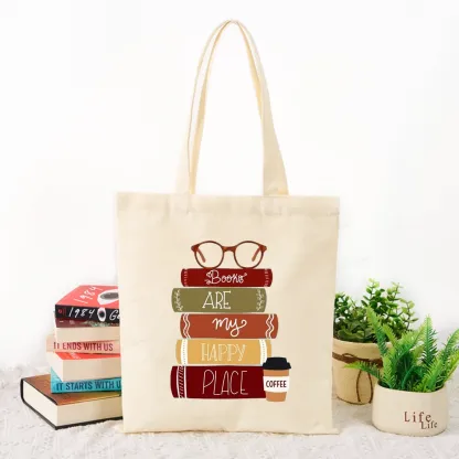 Pagewings Books are My Happy Place Tote Bag