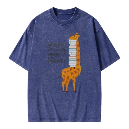 Pagewings My Brain Is Proudly Powered By Books Unisex Washed T-shirt