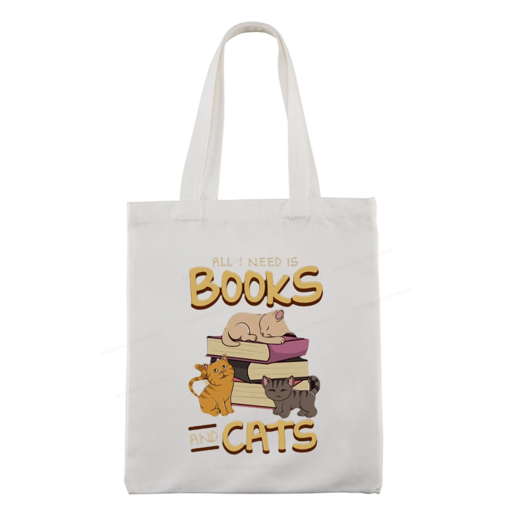 Pagewings All I Need Is Books And Cats Tote Bag