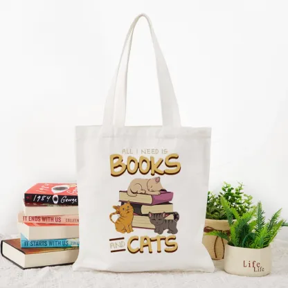 Pagewings All I Need Is Books And Cats Tote Bag