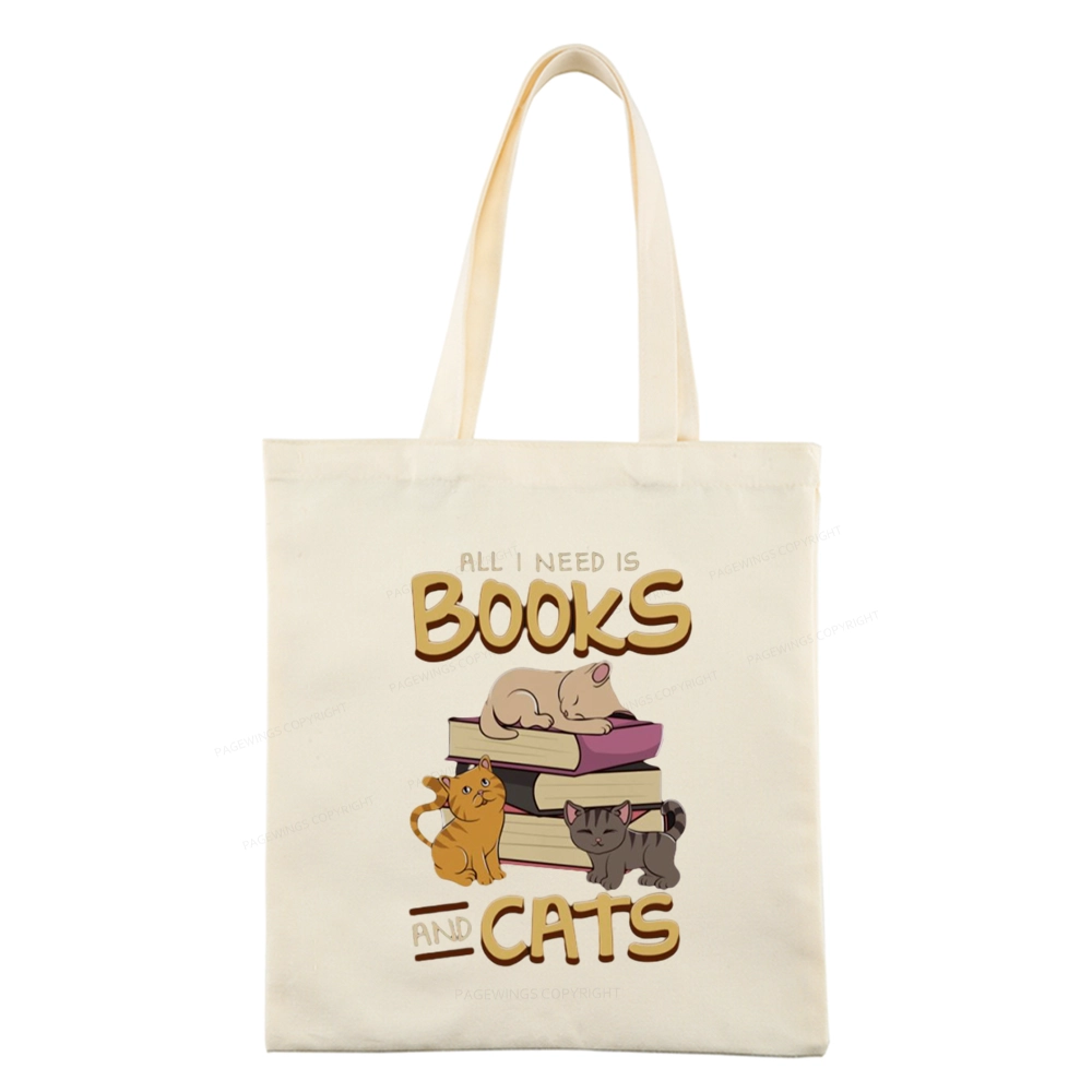 Pagewings All I Need Is Books And Cats Tote Bag