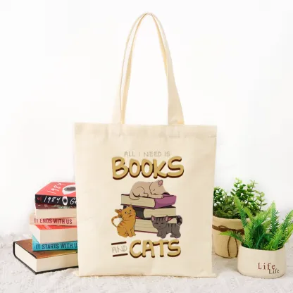 Pagewings All I Need Is Books And Cats Tote Bag