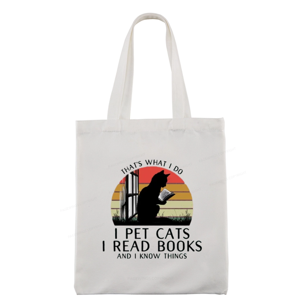 Pagewings Cat And Book Tote Bag