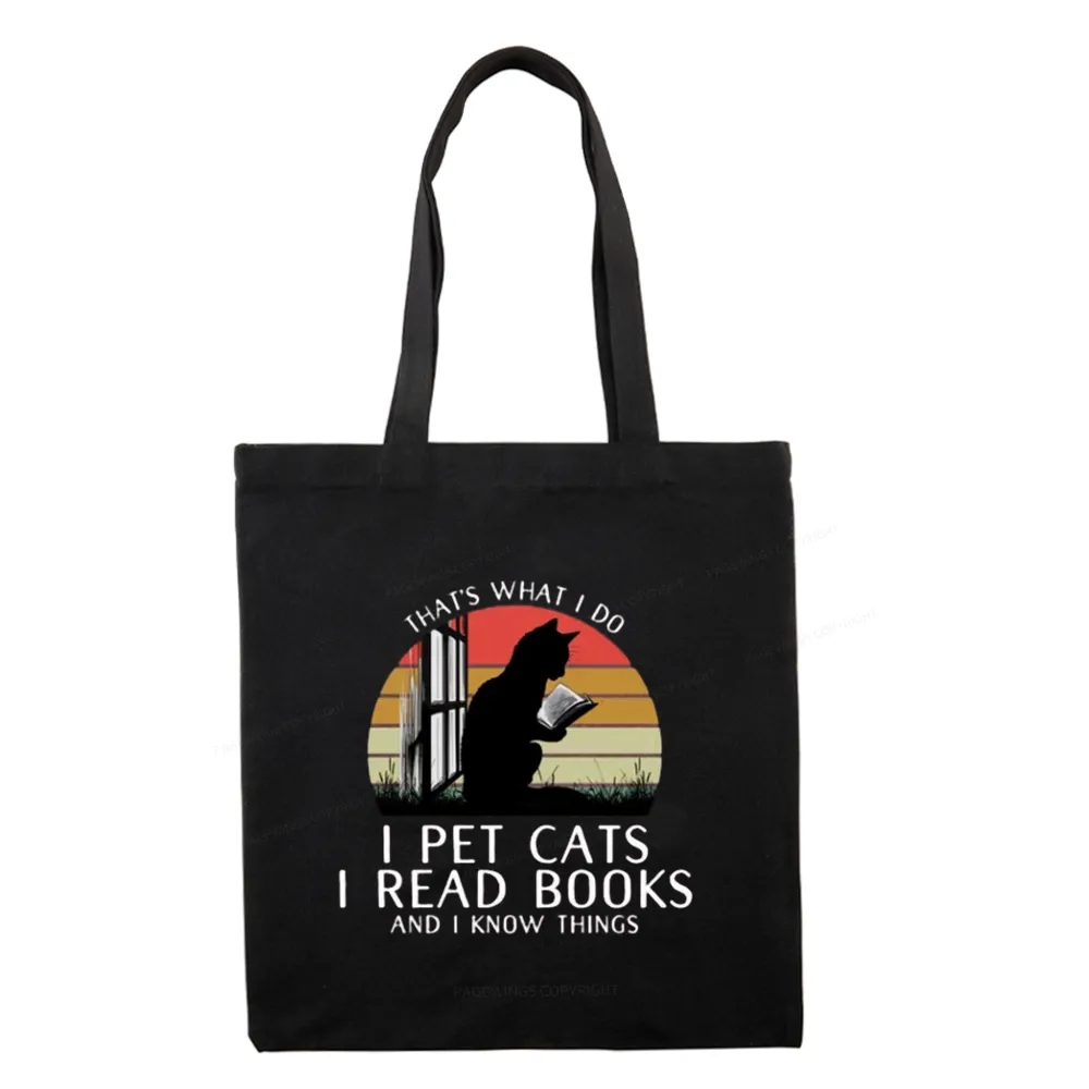 Pagewings Cat And Book Tote Bag