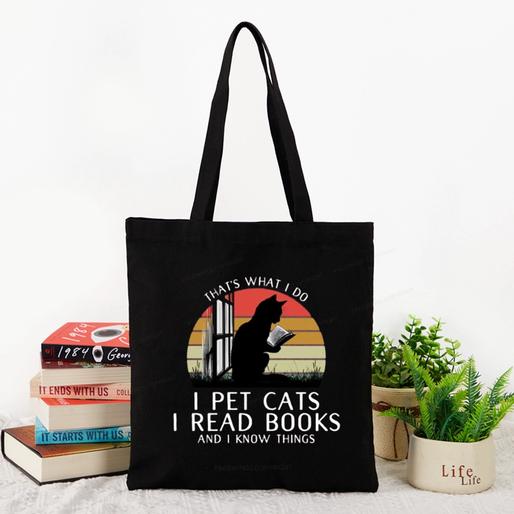 Pagewings Cat And Book Tote Bag