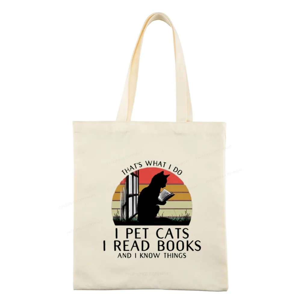 Pagewings Cat And Book Tote Bag
