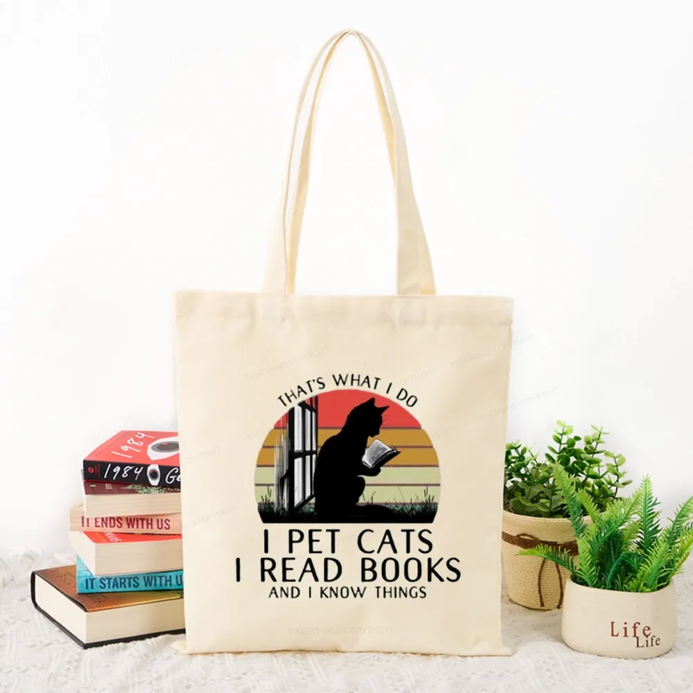 Pagewings Cat And Book Tote Bag