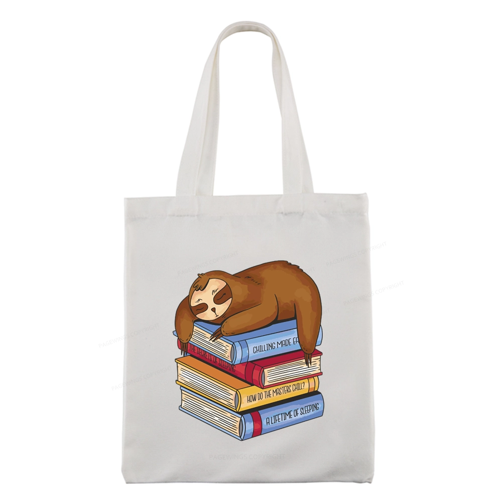 Pagewings Sloth And Book Tote Bag