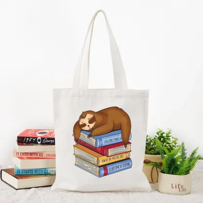 Pagewings Sloth And Book Tote Bag
