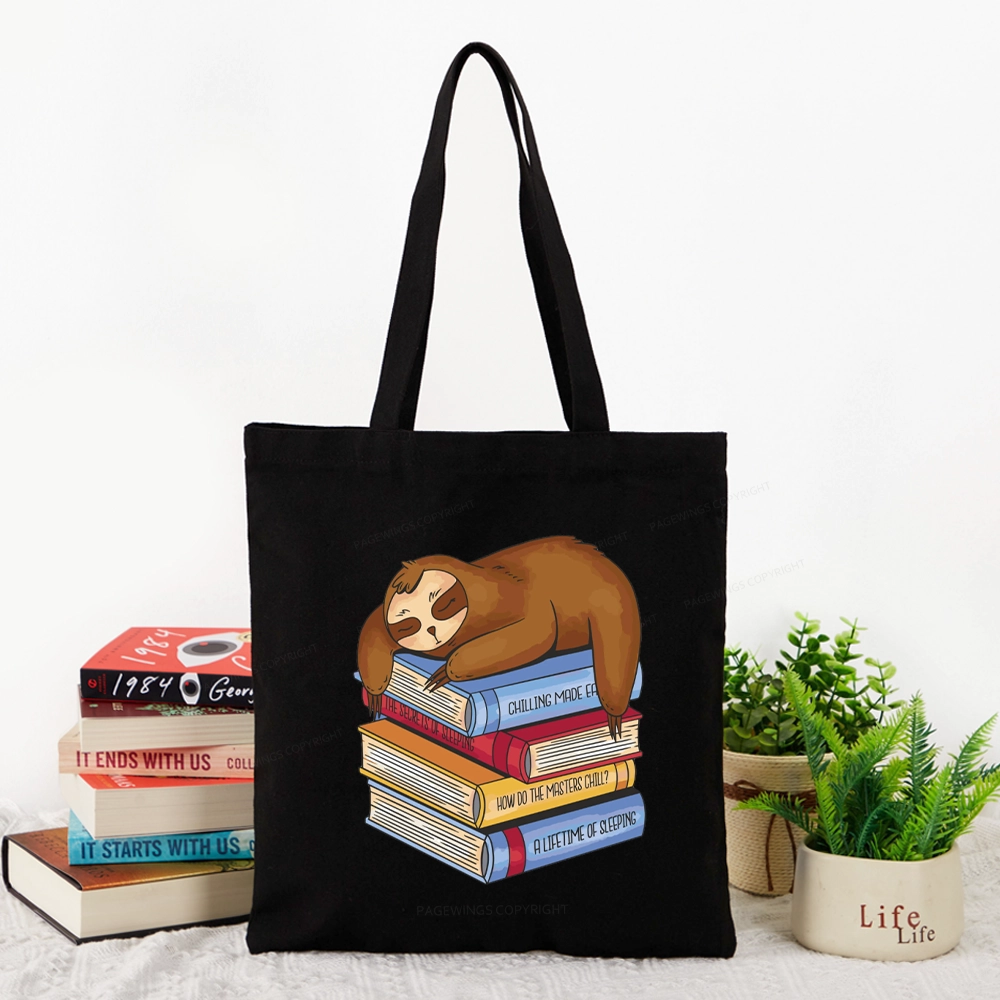 Pagewings Sloth And Book Tote Bag