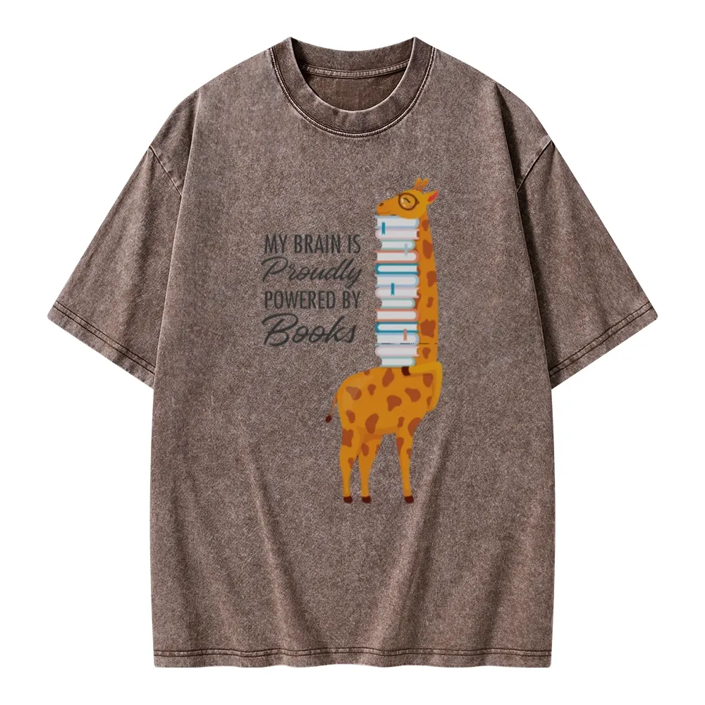 Pagewings My Brain Is Proudly Powered By Books Unisex Washed T-shirt