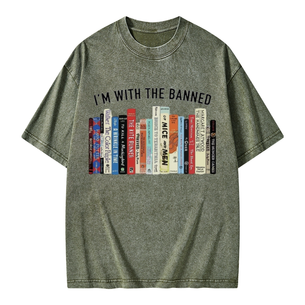 Pagewings I'm With The Banned Reading Unisex Washed T-shirt