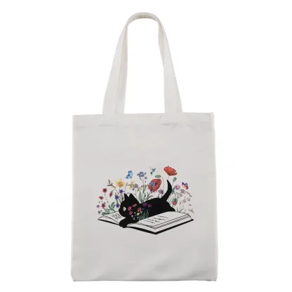 Pagewings Cute Book Cat Tote Bag
