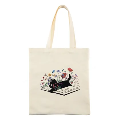 Pagewings Cute Book Cat Tote Bag