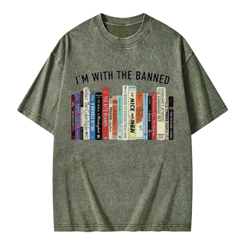 Pagewings I'm With The Banned Reading Unisex Washed T-shirt