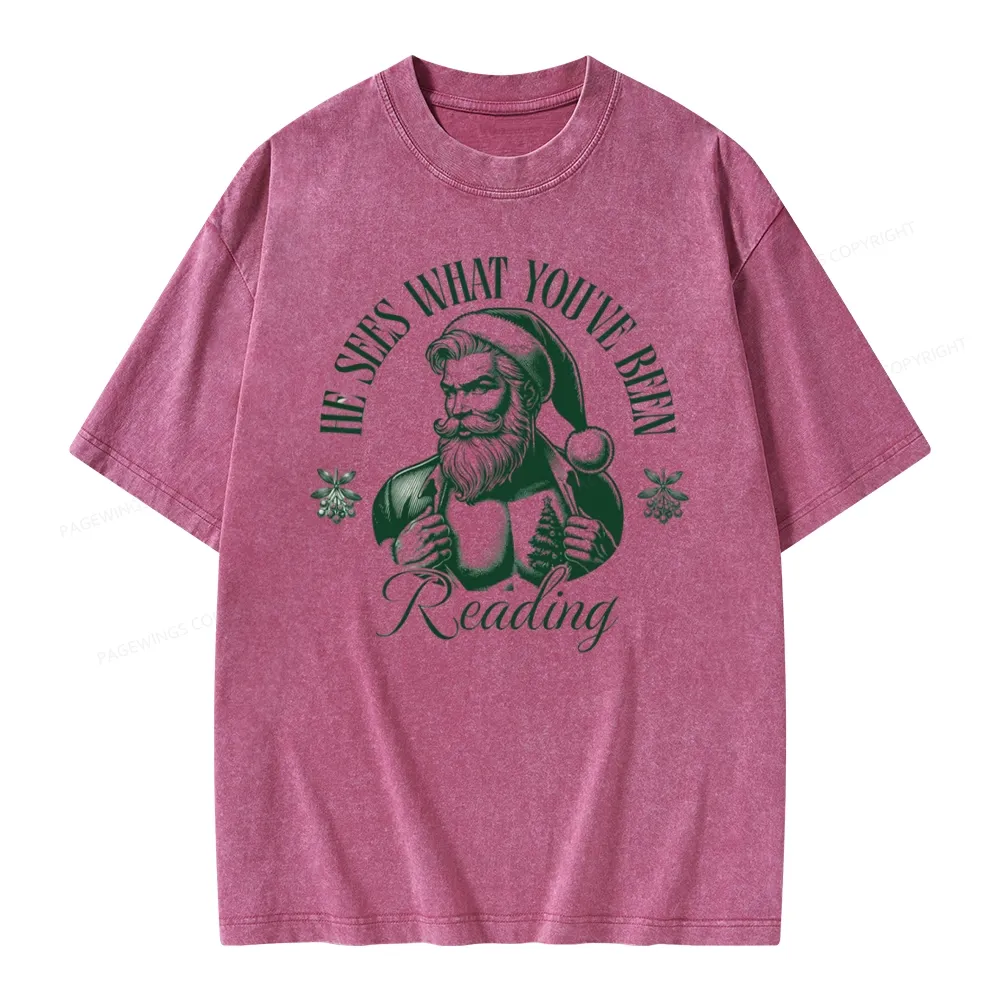 Pagewings He Sees What You've Been Reading Unisex Washed T-shirt