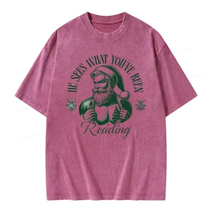 Pagewings He Sees What You've Been Reading Unisex Washed T-shirt