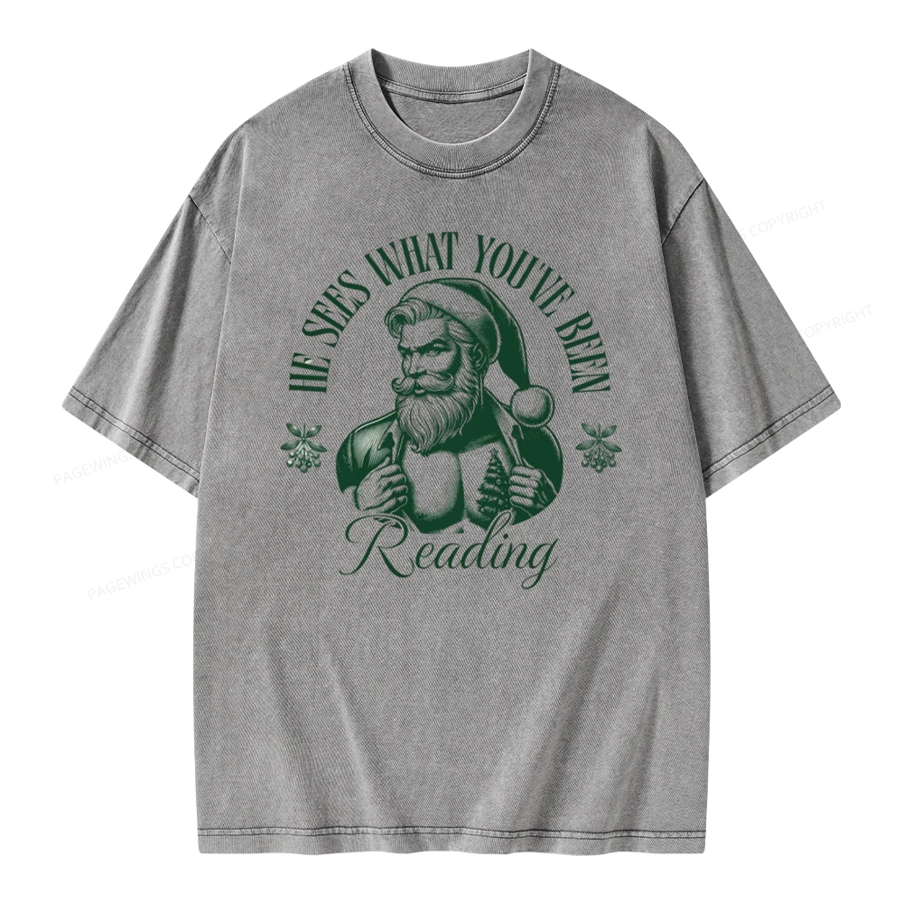 Pagewings He Sees What You've Been Reading Unisex Washed T-shirt